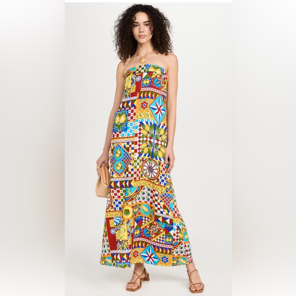 NWOT Seven Wonders Phaedra Maxi Dress in Italian Lemon Pattern